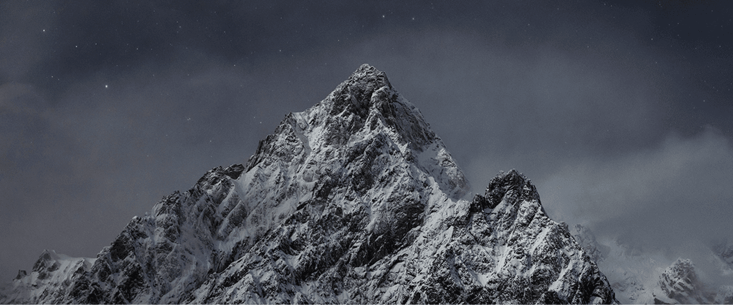 Mountain expedition at sunset